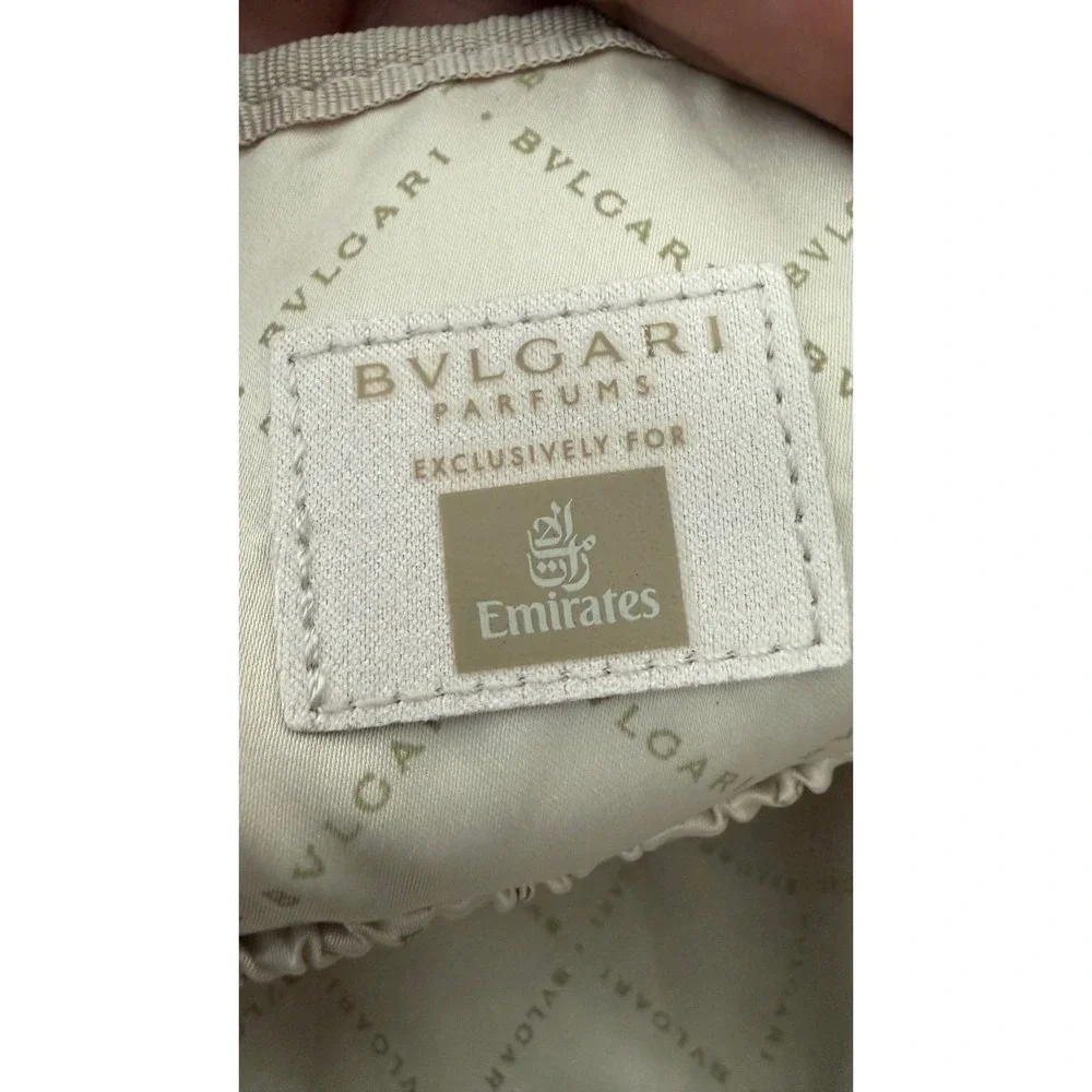 BVLGARI PARFUMS Emirates Cosmetic Bag Pouch Clutch Beige Gold Zipper‎